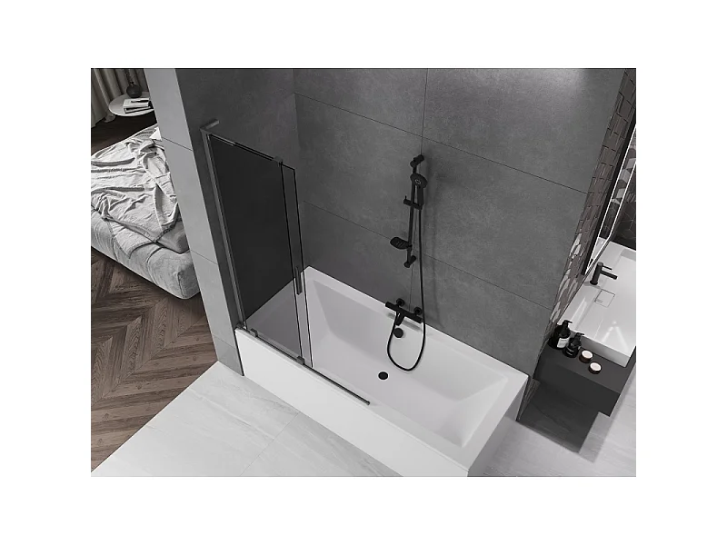 Mexen Velar L mampara de ducha de 2 paneles correderos 110 x 150 cm, grafito, gris arma cepillado - 896-110-003-41-66