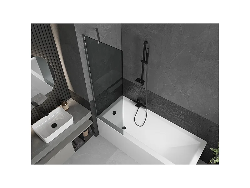 Mexen Next badwand 1-delig 60 x 150 cm, grafiet, geborsteld geweergrijs - 895-060-000-00-40-66