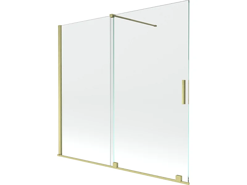 Mexen Velar paroi de baignoire 2 volets coulissants 160 x 150 cm, transparent, doré brossé - 896-160-000-01-55