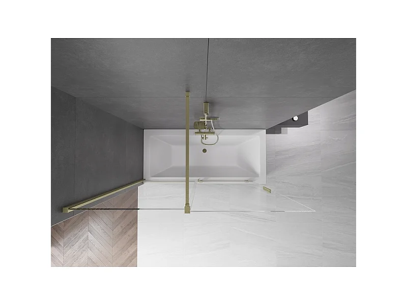 Mexen Velar paroi de baignoire 2 volets coulissants 160 x 150 cm, transparent, doré brossé - 896-160-000-01-55
