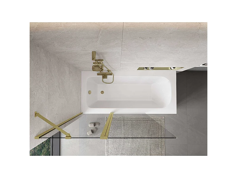 Mexen Mist douchewand 2-delig 120 x 150 cm, transparant, geborsteld goud - 8A9-120-011-55-00