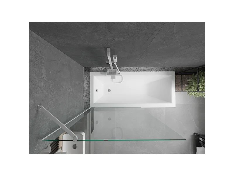 Mexen Next 1-wing Bath Screen 100 x 150 cm, Transparent, White - 895-100-000-00-00-20