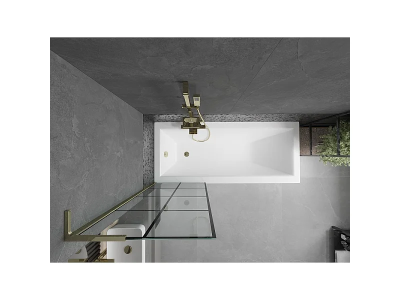 Mexen Next L paroi de baignoire 1 volet 60 x 150 cm, grille noire, doré - 895-060-000-03-77-50