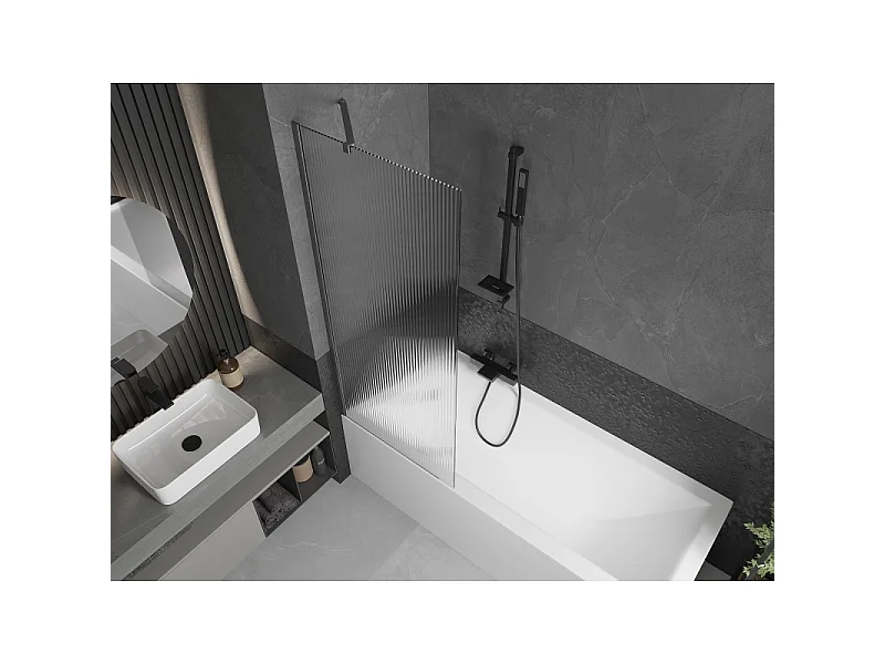 Mexen Next badwand 1-delig 70 x 150 cm, streepjes, geborsteld geweergrijs - 895-070-000-00-09-66