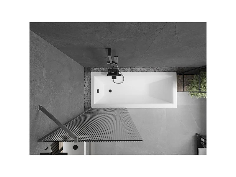 Mexen Next badwand 1-delig 70 x 150 cm, streepjes, geborsteld geweergrijs - 895-070-000-00-09-66