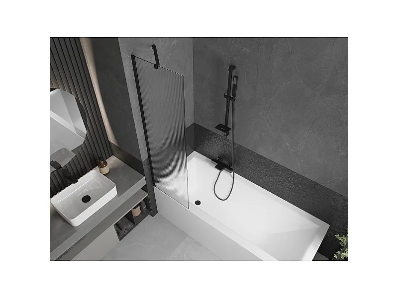 Mexen Next paroi de douche à 1 aile 50 x 150 cm, rayures, noir - 895-050-000-00-09-70