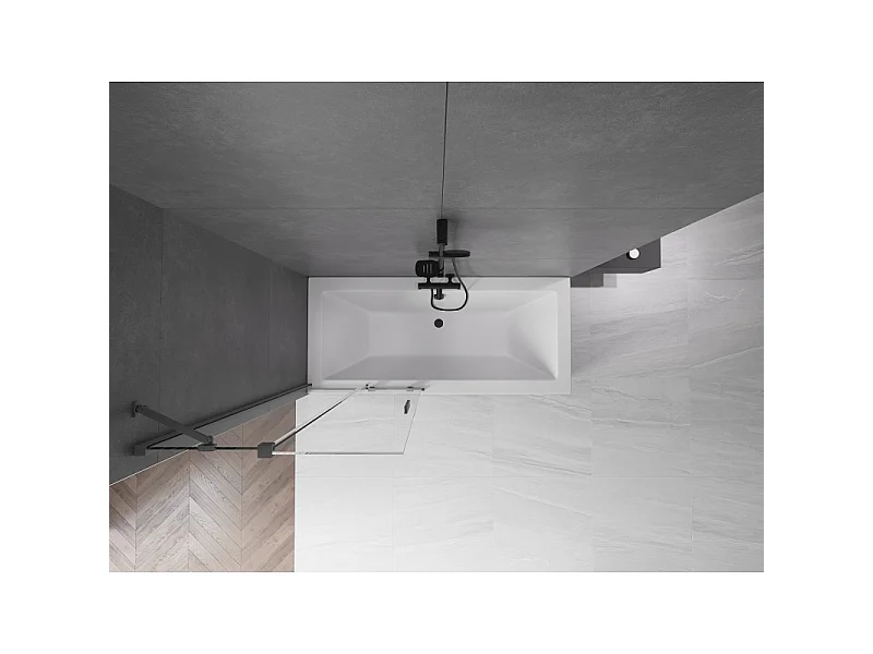 Mexen Velar mampara de ducha de 2 paneles correderos 80 x 150 cm, transparente, metal cañón - 896-080-000-01-95