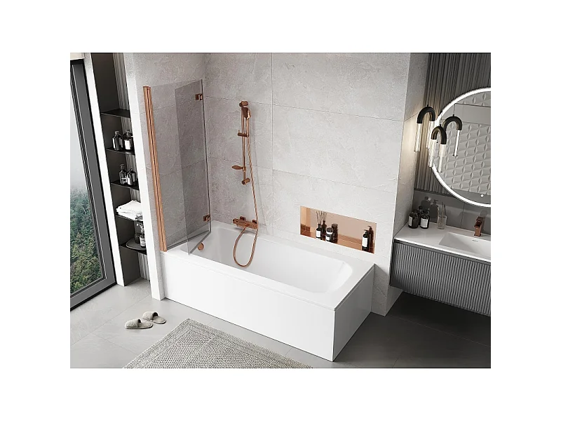 Mexen Mist paroi de douche 2 volets gauche 110 x 150 cm, transparent, cuivre brossé - 8A9-110-002-65-00-L