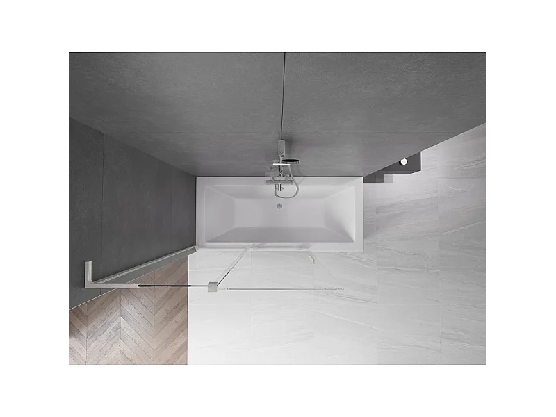 Mexen Velar L 2-wing sliding bathtub screen 120 x 150 cm, transparent, brushed nickel - 896-120-003-01-97