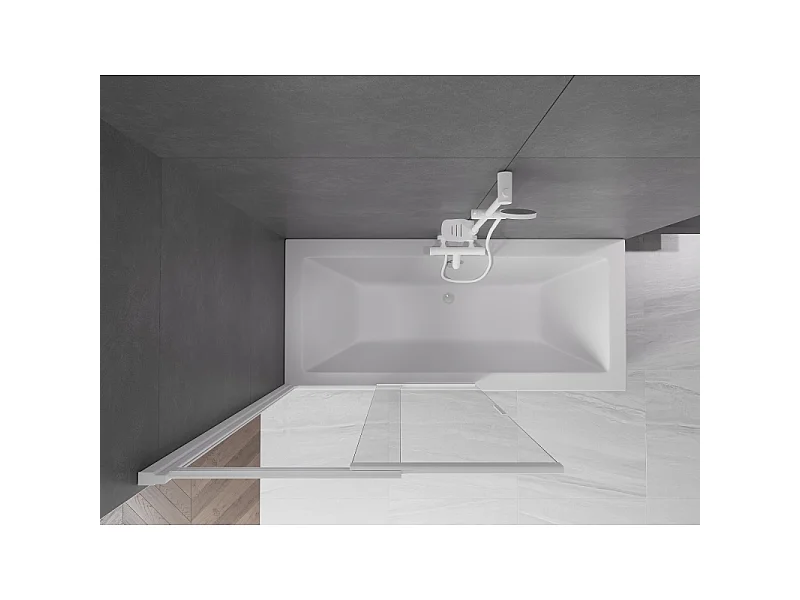 Mexen Fox paratia per vasca da bagno a 2 ante scorrevoli 100 x 150 cm, trasparente, bianco - 891-100-002-20-00