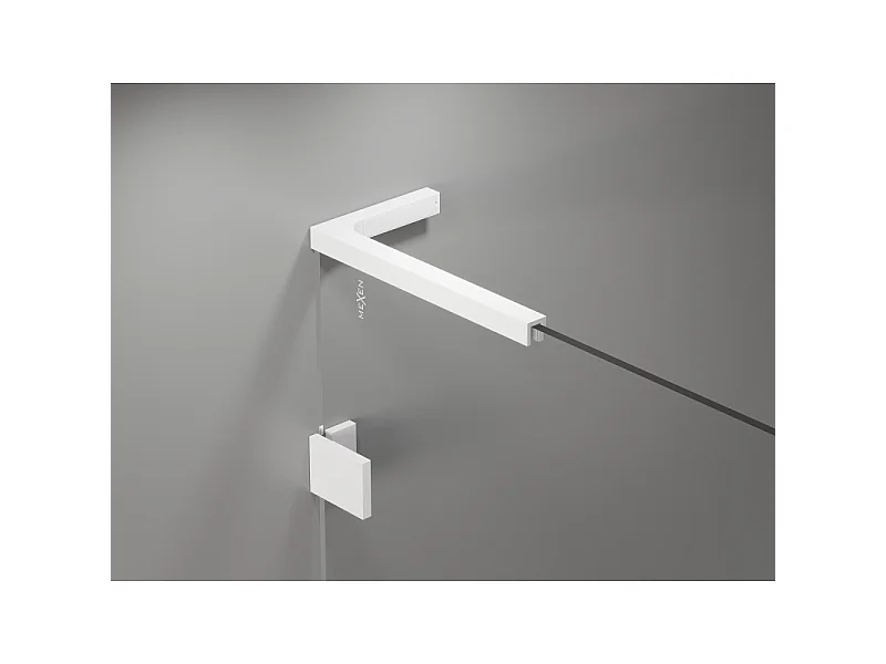Mexen Lunar L badscherm 2-delig rechts 120 x 150 cm, transparant, wit - 897L-120-100-20-00-P