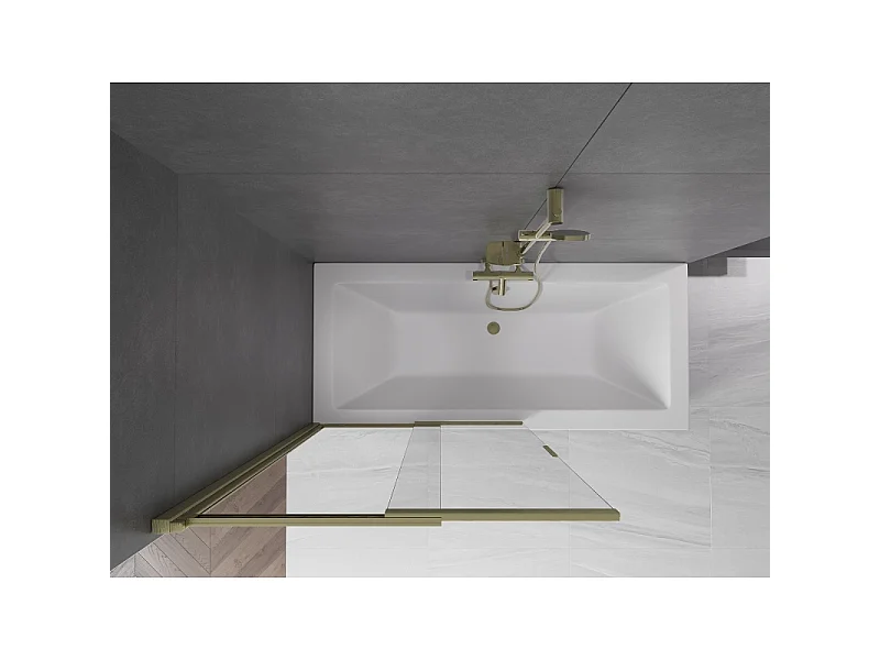 Mexen Fox paratia per vasca da bagno 2 ante scorrevoli 100 x 150 cm, trasparente, oro spazzolato - 891-100-002-55-00