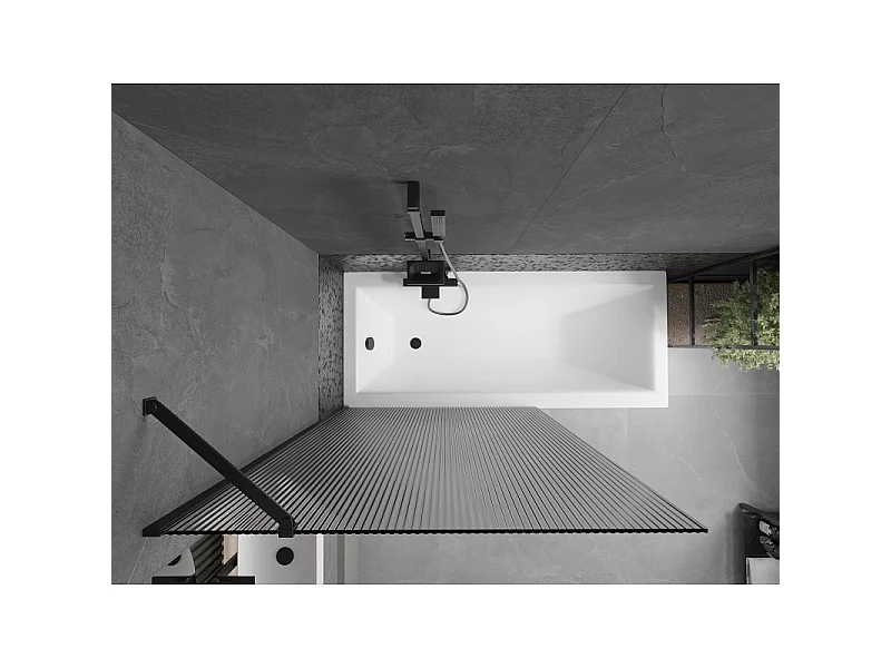 Mexen Next bathtub screen 1-wing 100 x 150 cm, stripes, black - 895-100-000-00-09-70