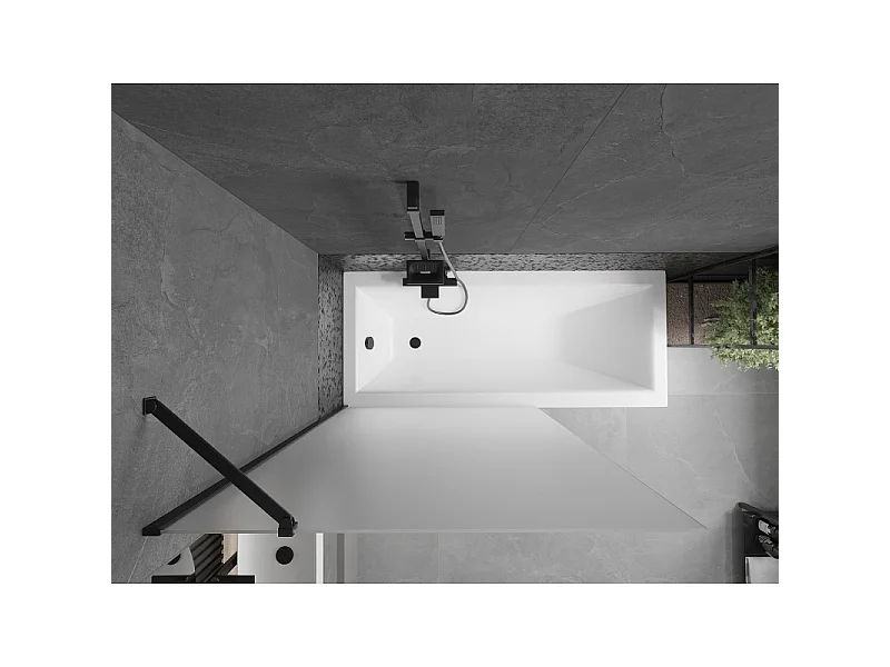 Mexen Next single-leaf bath screen 100 x 150 cm, frost, black - 895-100-000-00-30-70