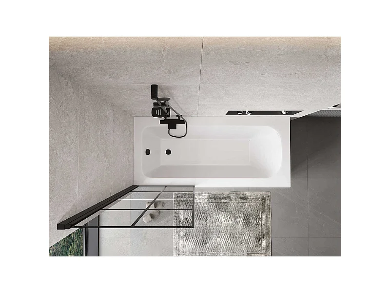 Mexen Mist paroi de baignoire à un volet gauche 70 x 150 cm, grille noire, noir - 8A9-070-001-70-77-L