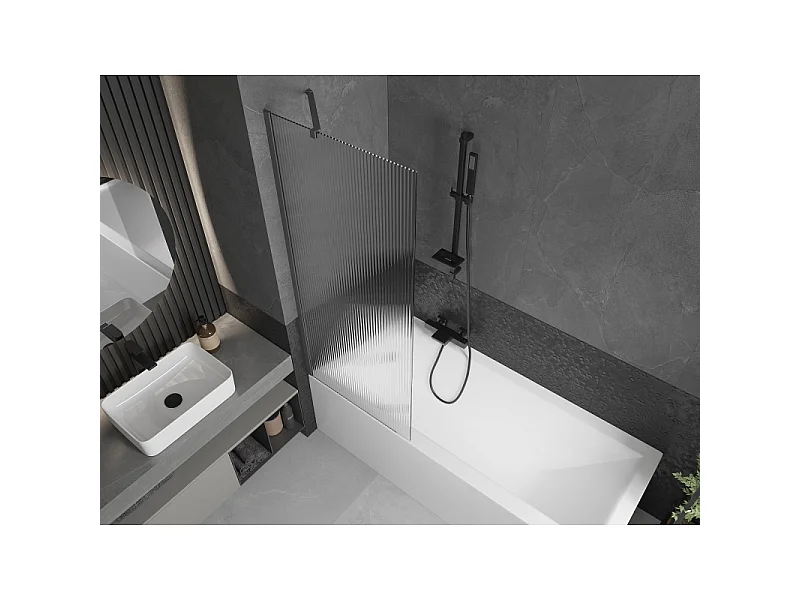Mexen Next paroi de baignoire 1 volet 70 x 150 cm, rayures, métal canon - 895-070-000-00-09-95