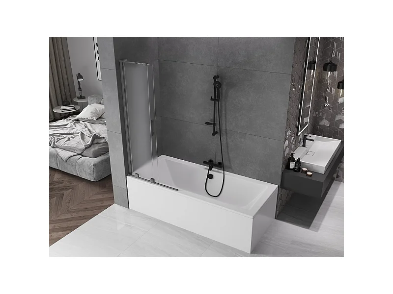 Mexen Velar L paroi de baignoire à 2 volets coulissants 80 x 150 cm, givre, gris canon brossé - 896-080-003-31-66