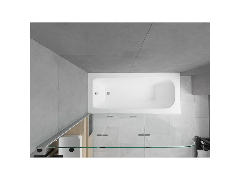 Mexen Vega vasca rettangolare 160 x 70 cm con pannellatura e paravento a 3 ante 120 cm, trasparente, cromato