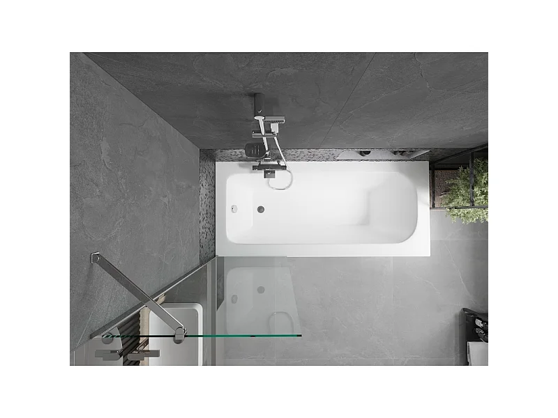 Mexen Vega vasca rettangolare 180 x 80 cm con panello e paravento a 1 anta 60 cm, trasparente, cromo - 550118080X9506000001