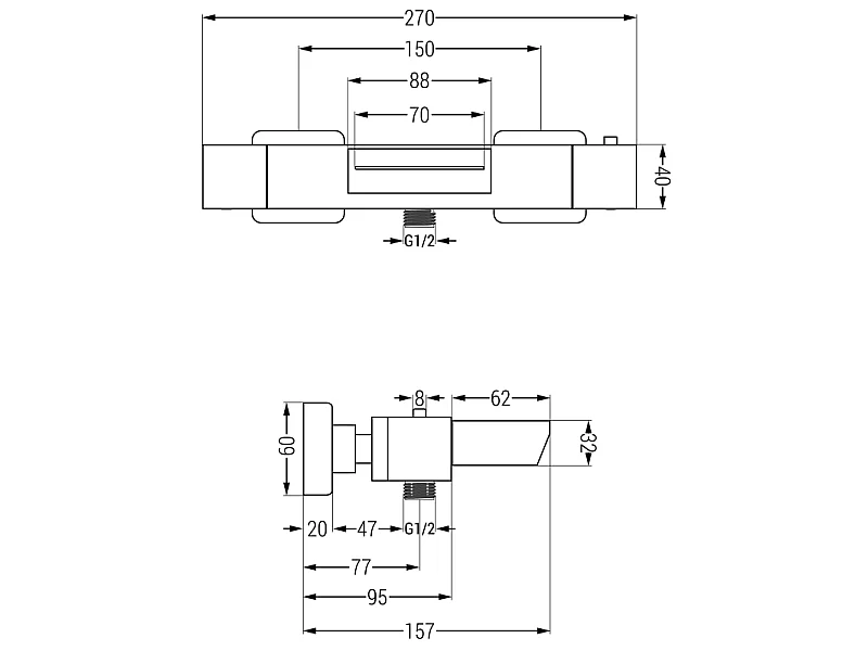 Mexen Cube termostatyczna bateria wannowa, biała - 77360-20