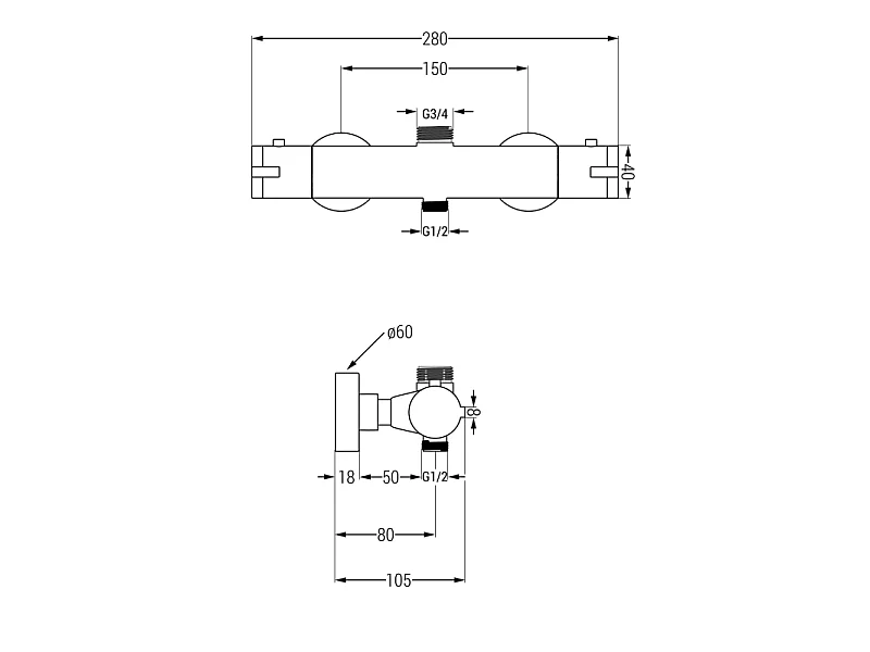 Mexen Kai termostatyczna bateria prysznicowa, czarna - 77150-70
