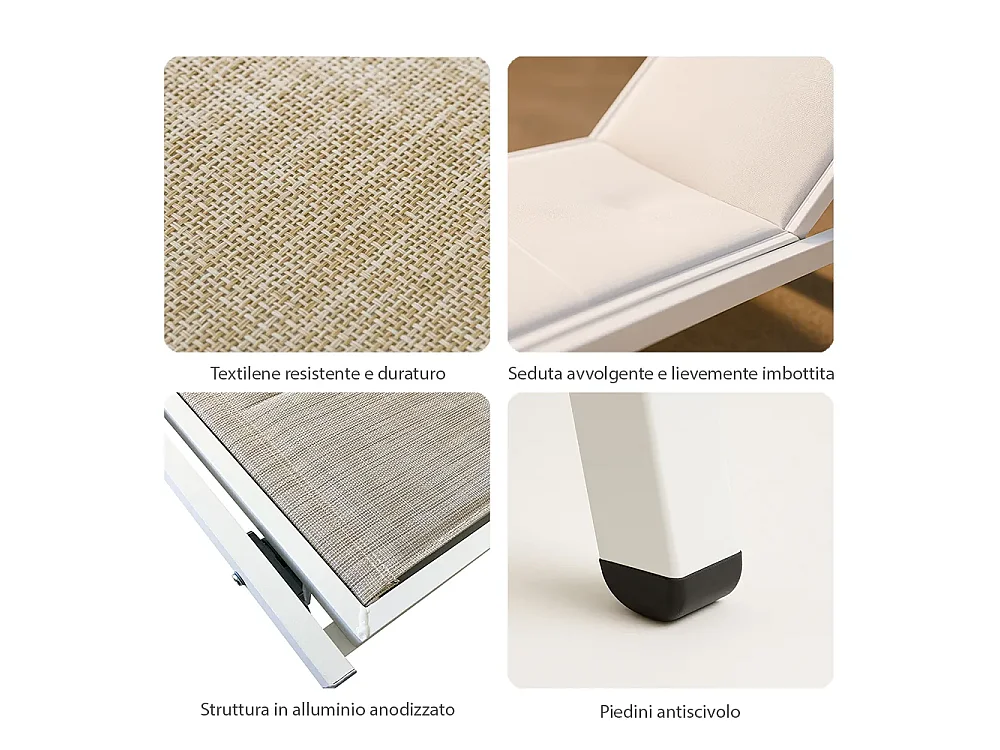 Tempo Style - Lettino Prendisole Reclinabile TENERIFE Melange | Alluminio e Textilene Traspirante | Schienale Reclinabile in 5 posizioni da Esterno