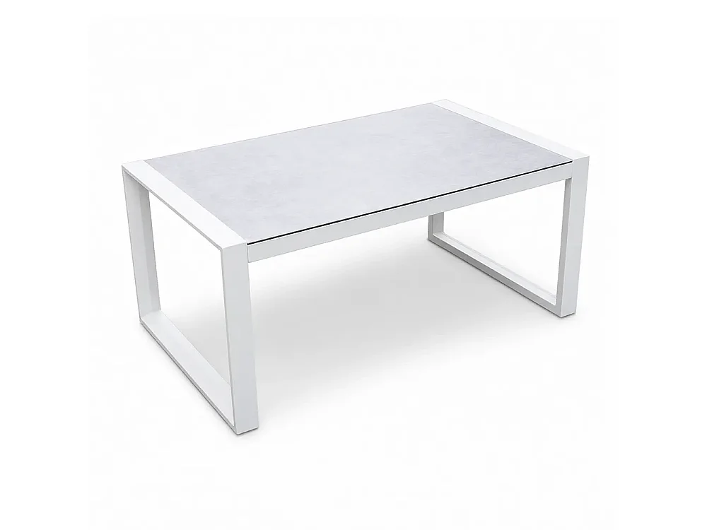 Tempo Style - Salottino in alluminio MIKONOS bianco/grigio | Lounge con divano, tavolo, 2 poltrone e cuscini | Set di mobili da giardino da 4 persone