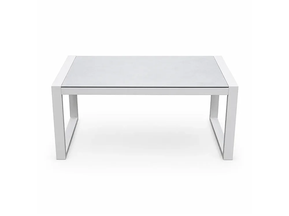 Tempo Style - Salottino in alluminio MIKONOS PLUS bianco/grigio | Lounge con divano, tavolo, 2 poltrone, cuscini | Set mobili da giardino da 5 persone