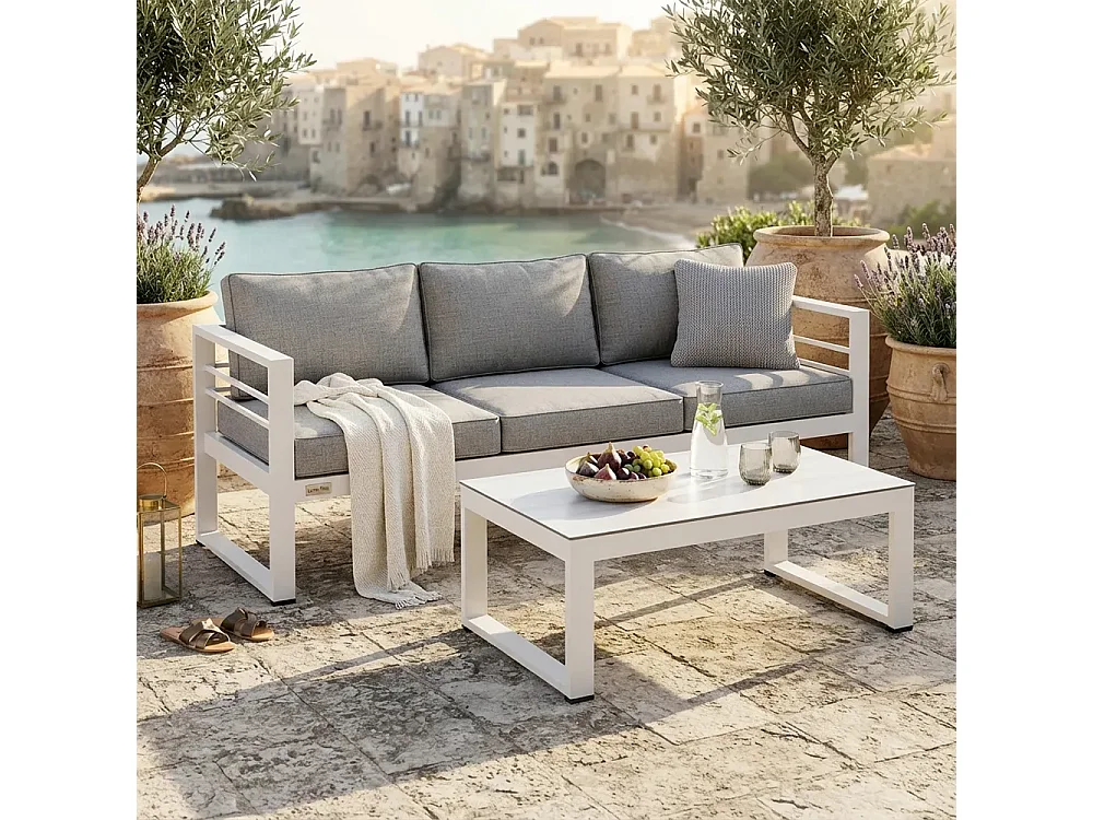 Tempo Style - Divano Leros Grigio/Bianco (3 Posti)