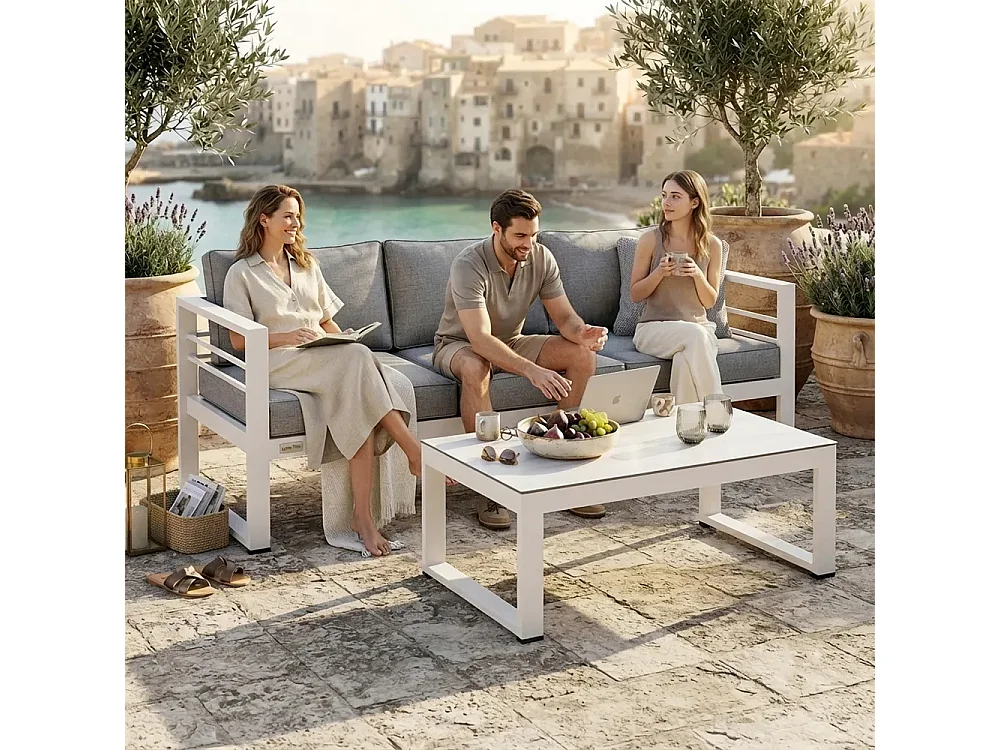 Tempo Style - Divano Leros Grigio/Bianco (3 Posti)