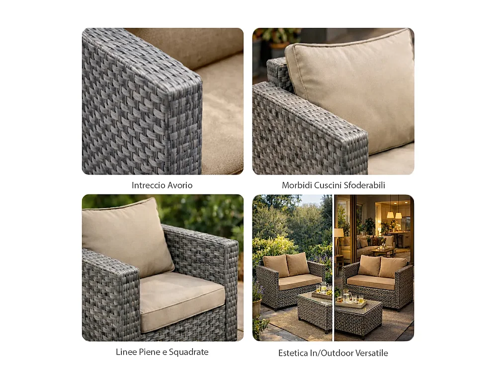 Tempo Style - Due Poltrone e Tavolino Kioss Grigio