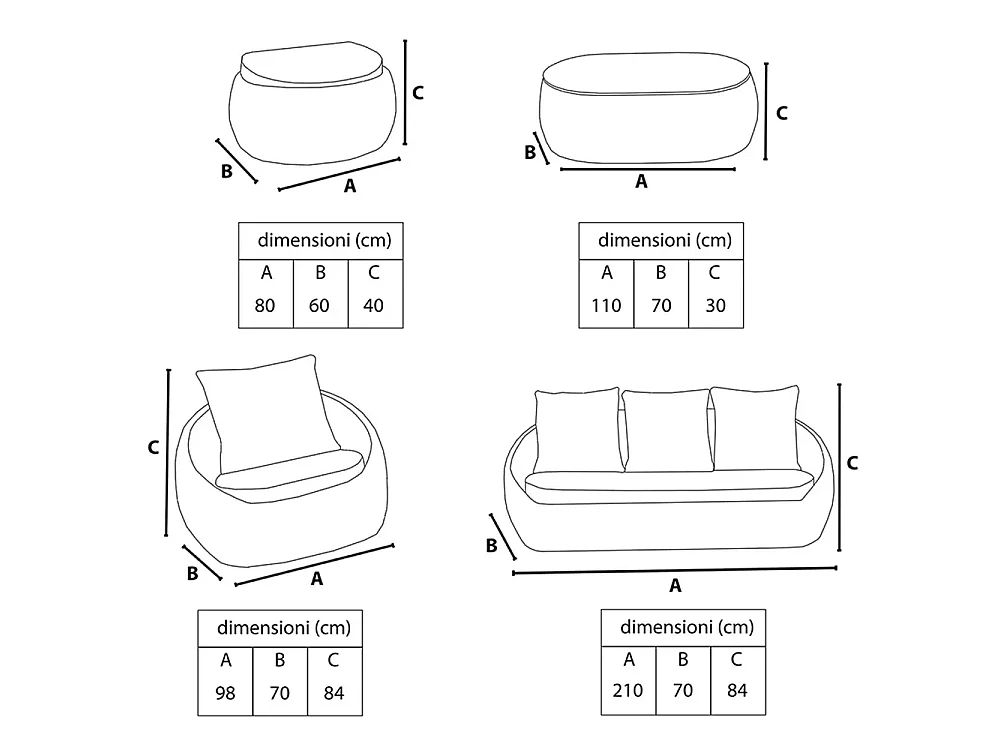 Tempo Style - Salottino in polyrattan SANTORINI PLUS grigio | Lounge con divano, tavolo, 2 poltrone, cuscini | Set di mobili da giardino da 5 persone