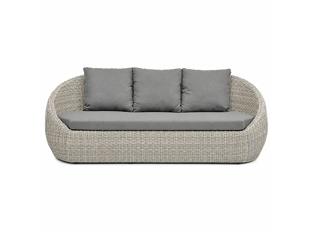 Tempo Style - Salottino in polyrattan SANTORINI PLUS grigio | Lounge con divano, tavolo, 2 poltrone, cuscini | Set di mobili da giardino da 5 persone