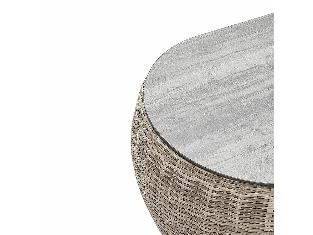 Tempo Style - Salottino in polyrattan SANTORINI PLUS grigio | Lounge con divano, tavolo, 2 poltrone, cuscini | Set di mobili da giardino da 5 persone