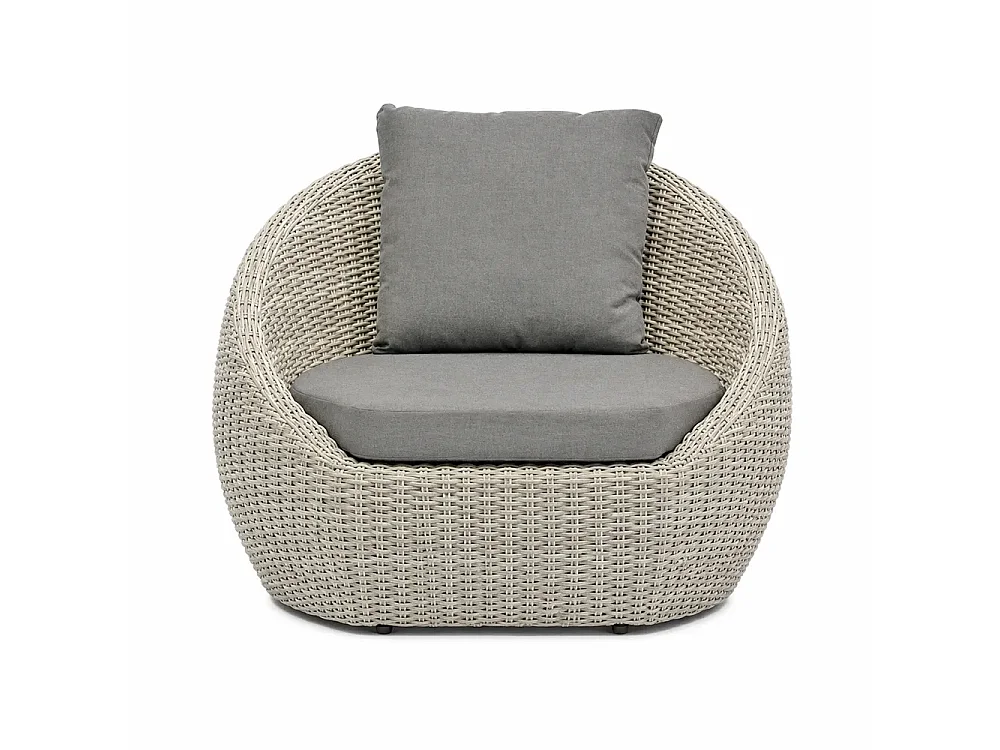 Tempo Style - Salottino in polyrattan SANTORINI PLUS grigio | Lounge con divano, tavolo, 2 poltrone, cuscini | Set di mobili da giardino da 5 persone