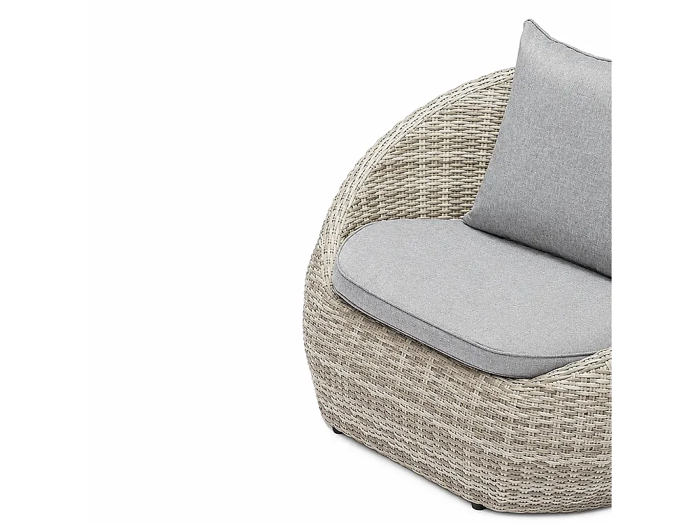 Tempo Style - Salottino in polyrattan SANTORINI PLUS grigio | Lounge con divano, tavolo, 2 poltrone, cuscini | Set di mobili da giardino da 5 persone