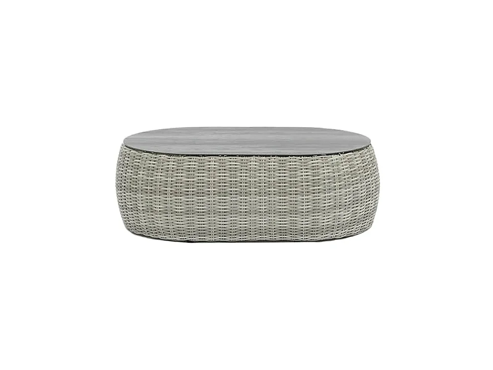 Tempo Style - Salottino in polyrattan SANTORINI grigio | Lounge con divano, tavolo, 2 poltrone e cuscini | Set di mobili da giardino da 4 persone