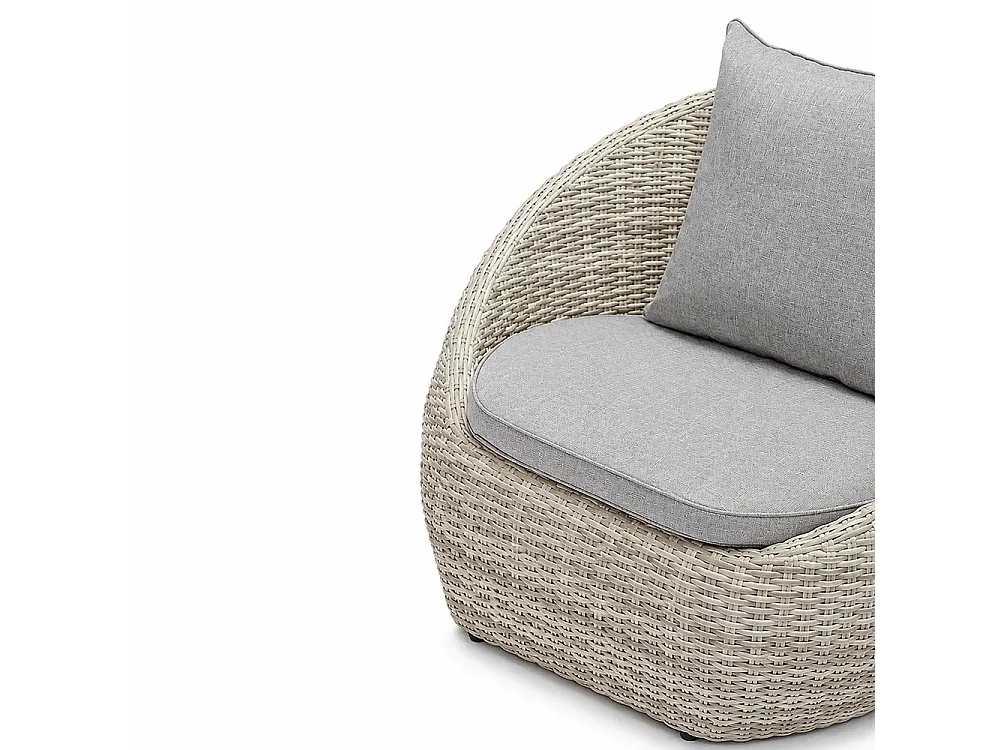 Tempo Style - Salottino in polyrattan SANTORINI grigio | Lounge con divano, tavolo, 2 poltrone e cuscini | Set di mobili da giardino da 4 persone