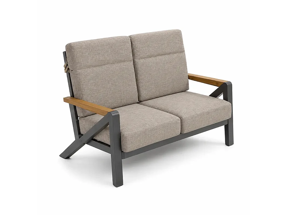 Tempo Style - Salottino KEA in alluminio antracite | Lounge da giardino con divano, tavolo, 2 poltrone e cuscini | Set di mobili giardino da 4 persone