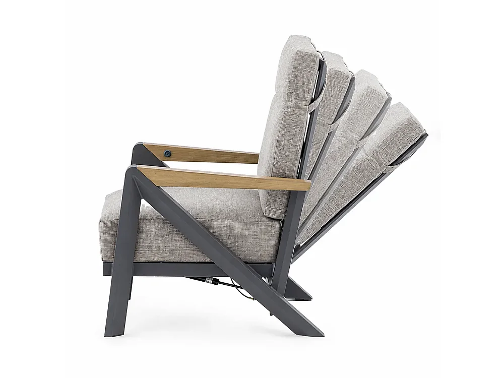 Tempo Style - Salottino KEA in alluminio antracite | Lounge da giardino con divano, tavolo, 2 poltrone e cuscini | Set di mobili giardino da 4 persone
