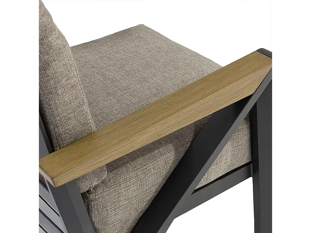 Tempo Style - Salottino KEA in alluminio antracite | Lounge da giardino con divano, tavolo, 2 poltrone e cuscini | Set di mobili giardino da 4 persone