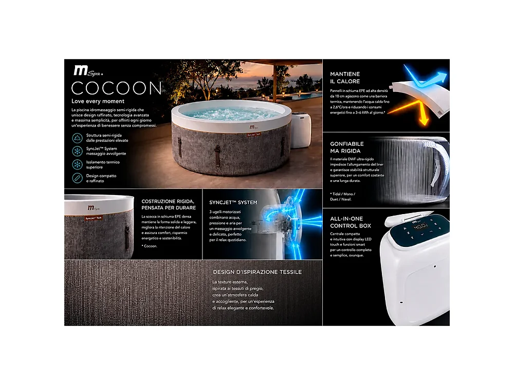 Tempo Style - Spa semirigida fuori terra  MSpa Cocoon-Eco F-CO066WE | Dimensioni: 1.80 Ø x 0.65 H