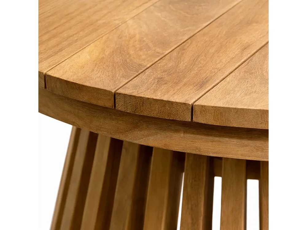 Tempo Style - Tavolino da Caffè Rotondo in Legno Teak Massello BODRUM Ø70 cm | Coffee Table da Esterno per Giardino, Terrazza e Patio