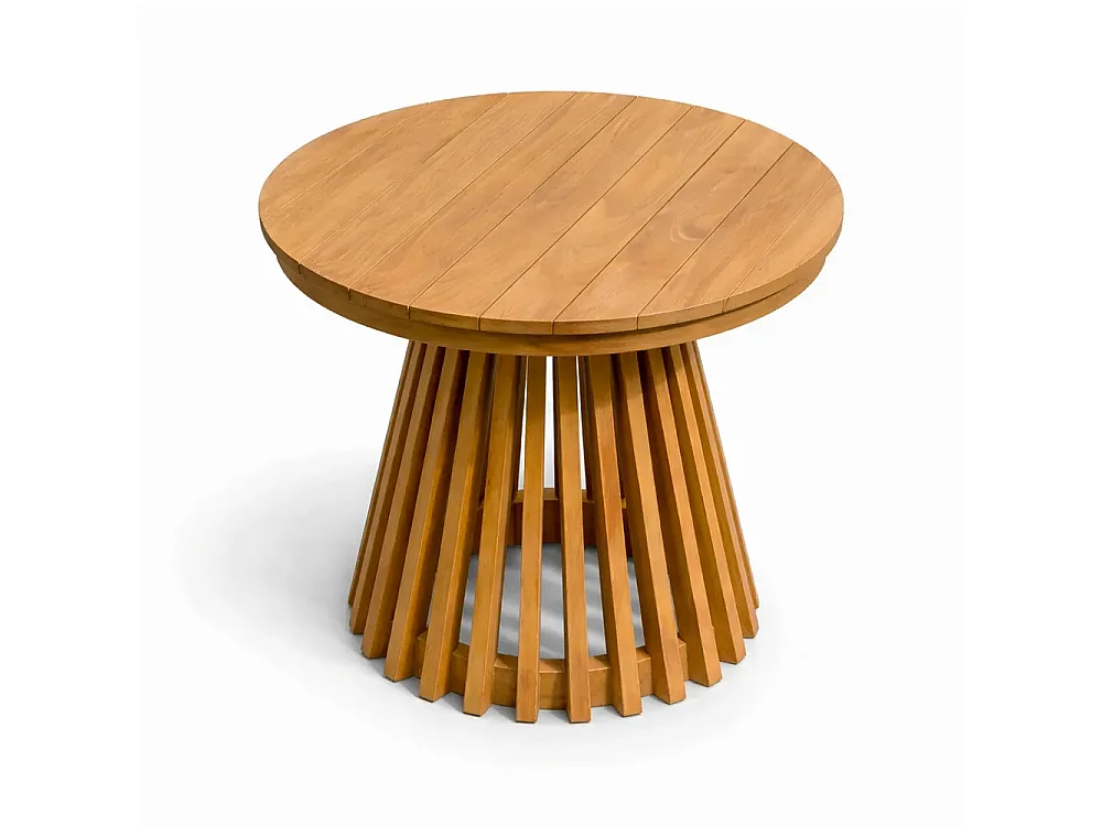 Tempo Style - Tavolino da Caffè Rotondo in Legno Teak Massello BODRUM Ø70 cm | Coffee Table da Esterno per Giardino, Terrazza e Patio