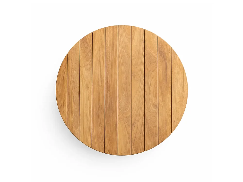 Tempo Style - Tavolino da Caffè Rotondo in Legno Teak Massello BODRUM Ø70 cm | Coffee Table da Esterno per Giardino, Terrazza e Patio