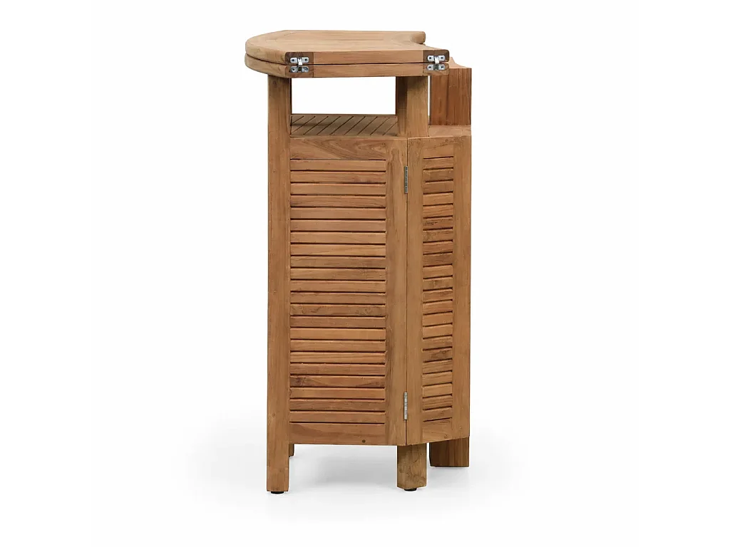 Tempo Style - Banco Bar Pieghevole in Legno Teak Apéro | Mobile Bar Outdoor con Portabottiglie e Portacalici Integrati | Bancone Cocktail e Snack