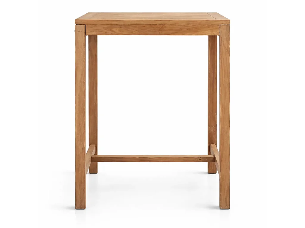 Tempo Style - Tavolo Alto da Bar in Legno Teak Massello 70x70 cm | Tavolo Bistrot per Esterno, Patio, Giardino e Bordo Piscina – Tavolo Cocktail Professionale