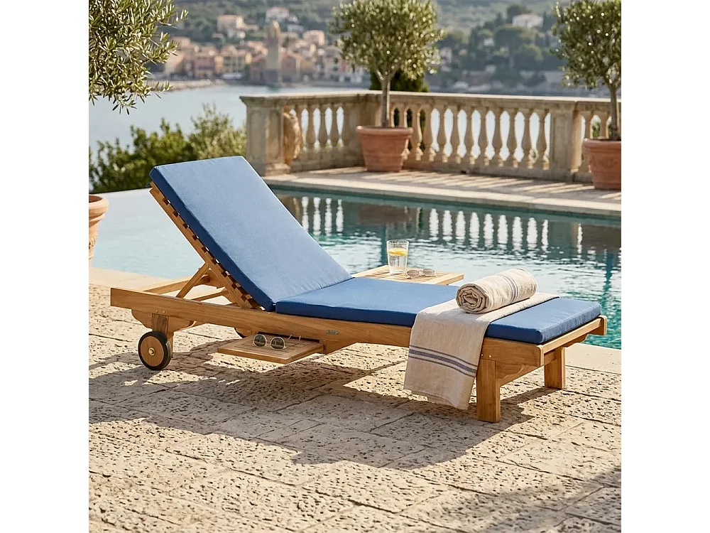 Tempo Style - Lettino Prendisole Reclinabile con Tavolino Estraibile e Ruote Meza