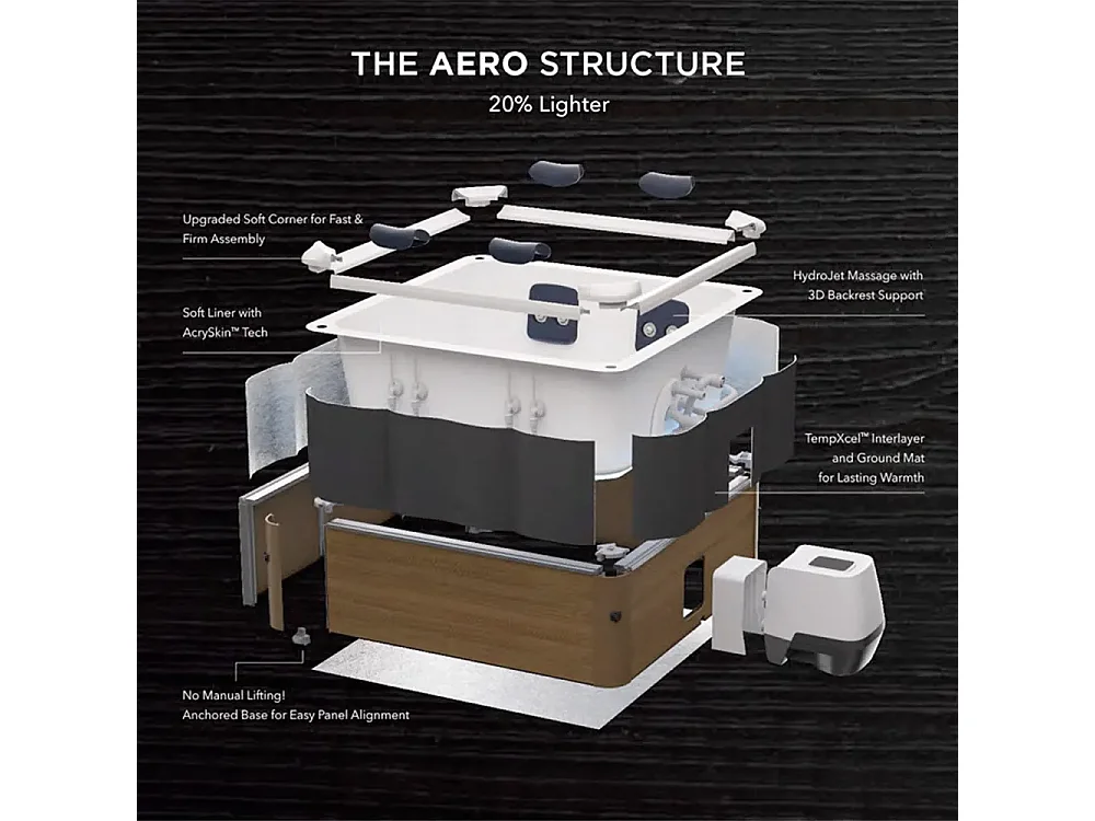 Tempo Style – MSpa OSLO AMBER AERO PLUS Whirlpool | 140 Luftdüsen mit 3 Geschwindigkeitsstufen, 8 Hydrodüsen, Heizung, Abdeckung inklusive | Maße: 1,8 m x 0,65 m