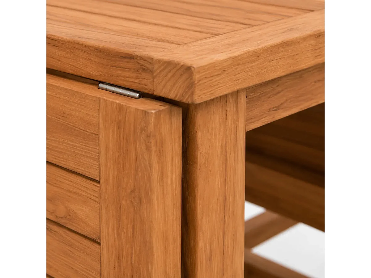 Tempo Style - Tavolo Pieghevole a Farfalla in Legno Teak TERRASSE | Tavolo Salvaspazio da Esterno con Ali Richiudibili | 130 x 76 x 70 cm